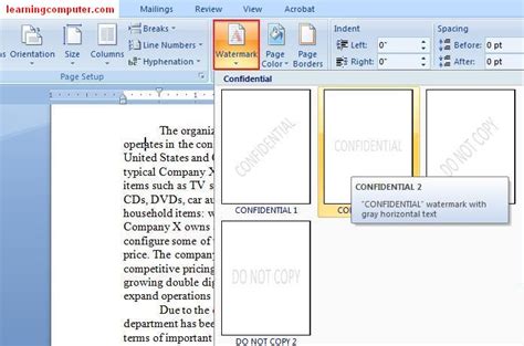 microsoft office word page layout tab  word