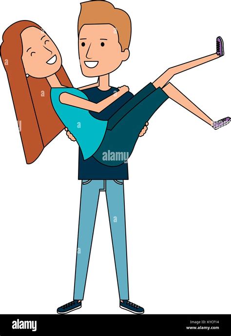 Man Carrying Woman Characters Vector Illustration Design Stock Vector