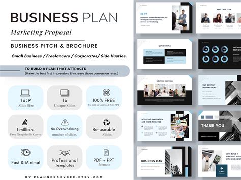 business plan template  printable graphic  plannersbybee