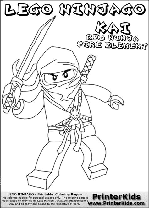 lego ninjago kai  sword coloring page crafty kids pinterest
