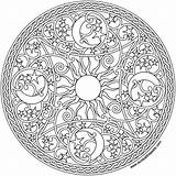 Mandala Coloring Celestial Pages Moon Color Print Transparent Sun Printable Adult Books Colouring Book Large Prints Sheets sketch template