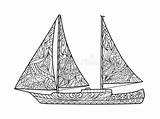 Barca Vela Adulti Vettore sketch template