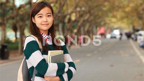 Beautiful Chinese College Girl Wearing Telegraph