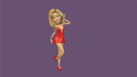 3d Cartoon Character Girl Blond In Red 3d Model By Denys Almaral
