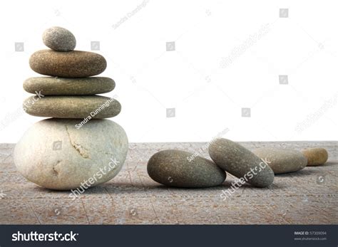 stack  spa rocks  wood  white background stock photo