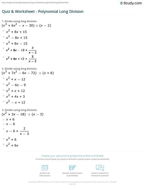 synthetic division worksheet  answers