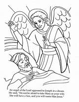 Joseph Angel Coloring Mary Visits Pages Jesus Angels Gabriel Dream Bible Craft Birth Story Sheet Announce Comes Printable Kids Color sketch template