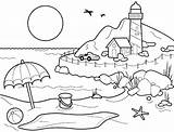 Coloring Pages Summer Scene Getcolorings Beach sketch template