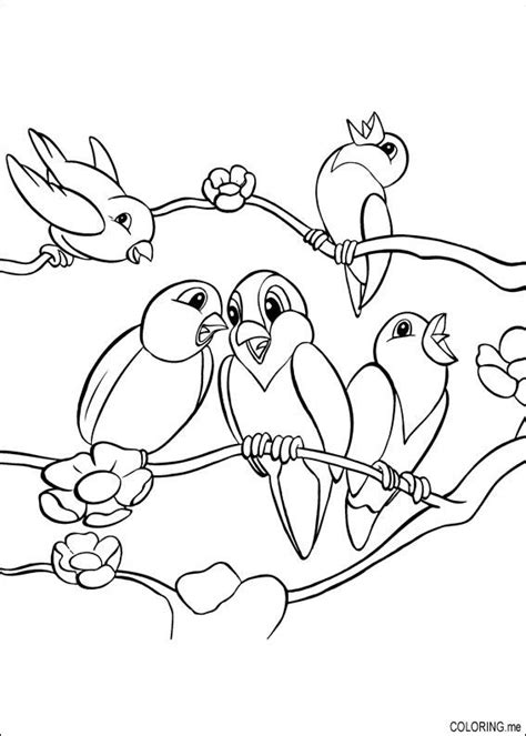 coloring page birds  tree coloringme
