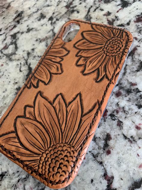 hand tooled leather phone case etsy