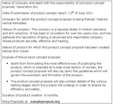product concept proposal sample proposals