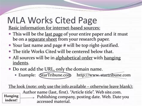 mla works cited page powerpoint    id