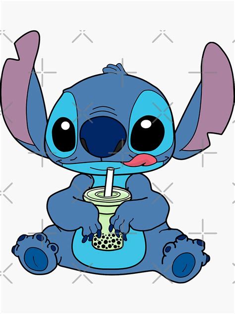 stitch  honeydew boba drink sticker  sale  lojains redbubble