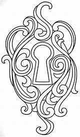 Keyhole Lock Tattoo Coloring Key Designs Urban Pages Drawing Tattoos Outline Heart Embroidery Adult Colouring Steampunk Threads Patterns Keys Locks sketch template
