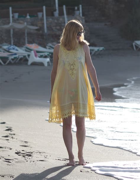 Floral Bikini And Yellow Lace Sundress Beach Cover Up