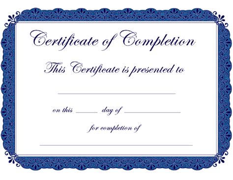 printable certificate  completion template   word akpbel