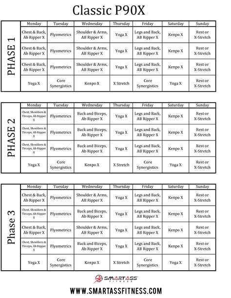 P90x Classic Workout Schedule Printable Eoua Blog