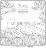 Fuji Mount Coloring Designlooter Tradition Outline Bird Landscape Flowers Drawing Japanese 470px 72kb sketch template