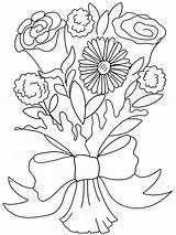 Bouquet Coloring Flower Pages Clipart Flowers Printable Carnation Wedding Color Rose Valentine Roses Colouring Clip Book Doodle Kids Print Cliparts sketch template