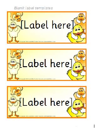 yellow labels  cartoon chickens   words label
