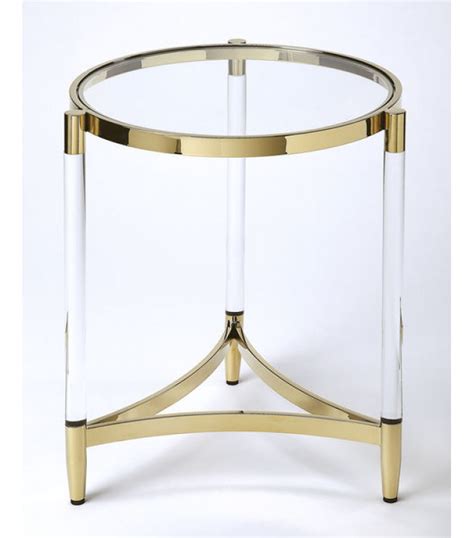 clear acrylic gold accent  accent side table