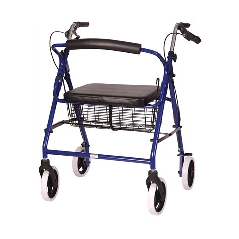 dmi lightweight extra wide aluminum rollator walker  seat royal blue folding walmartcom