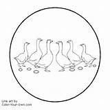 Geese Laying Christmas Coloring Days Six Pages Color Own Drawings sketch template