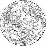 Mandala Mandalas Dover Vogel Imprimir Doverpublications Imprimer Coloriage Cranes Cricut Lizard Hellokids Cloud Crane sketch template
