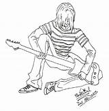 Kurt Cobain Drawing Guitar Playin Getdrawings Deviantart sketch template