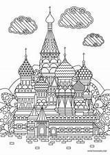Coloring Russian Basil Cathedral Pages Printable Adult Temple Saint Sights Creative Sheets Favoreads Adults sketch template