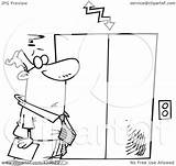 Elevator Waiting Illustration Clip Confused Businessman Outline Cartoon Royalty Toonaday Rf Clipart Regarding Notes sketch template