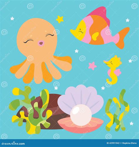cute sea characters stock vector illustration  seaweed