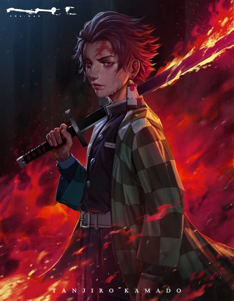 artstation demon slayer tanjiro kamado fanart cha wak demon