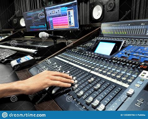 sound recording studio   recording equipment stock photo