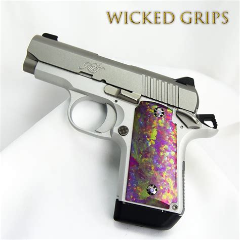 kimber micro mm custom pistol grips opal wicked grips custom