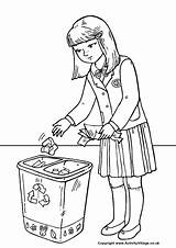 Coloring Bin Litter Throw Colouring Pages School Rules Girl Recycle Sheets Place Make Children Better Color Simple Printable Activity Village sketch template