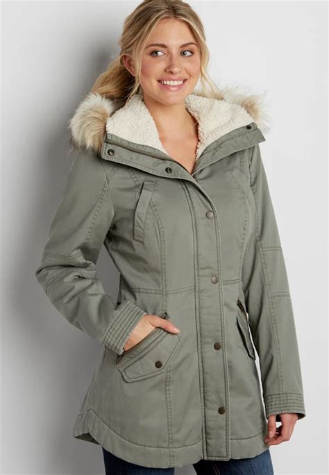 anorak coat  faux fur trimmed hood maurices