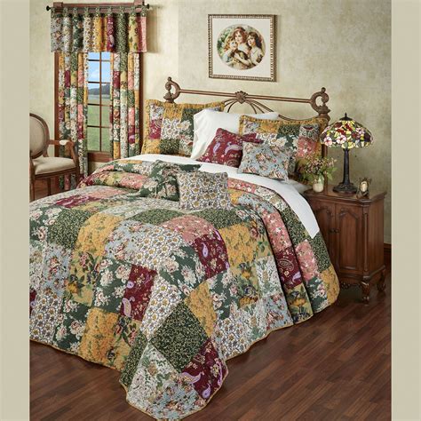 antique chic patchwork quilted bedspread set bedding