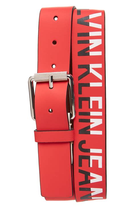 calvin klein logo leather belt  tomato modesens leather belt