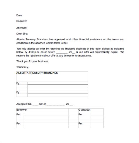 sample mortgage commitment letter templates   ms word