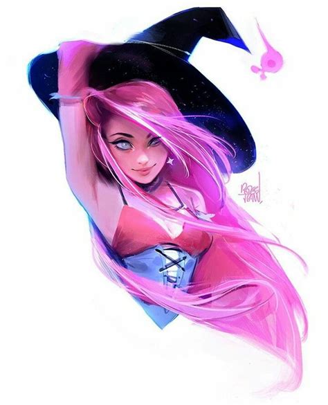 pink haired cartoon girl in 2019 art girl witch art fantasy art