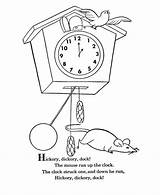 Hickory Dickory Dock Coloring Nursery Goose Rhymes Mother Pages Rhyme Printable Bluebonkers Time Sheets Clipart Clip Printables Twinkle Poems Pre sketch template