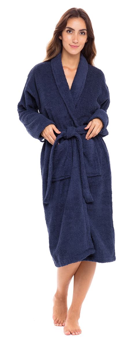 skylinewears woman cotton bathrobe terry cloth knee length spa bathrobe