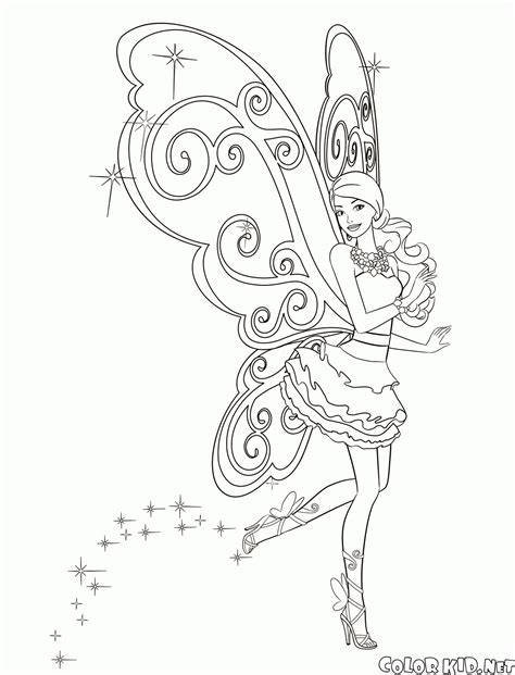 coloring page butterfly fairy dancing