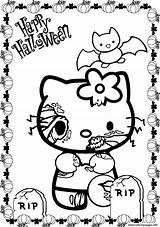 Kitty Hello Coloring Halloween Scary Pages Printable Print sketch template