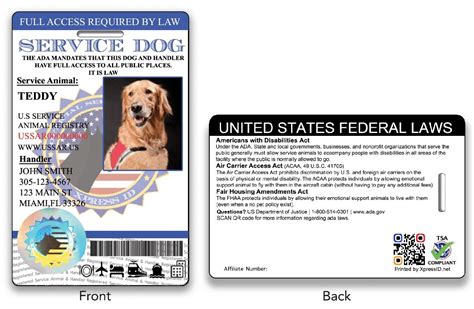 holoseal service dog id card  access  animal registry service