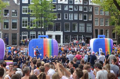Amsterdam Netherlands August 06 2022 Many People At Lgbt Pride