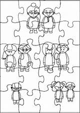 Family Puzzles Coloring Theme Jigsaw Kids sketch template