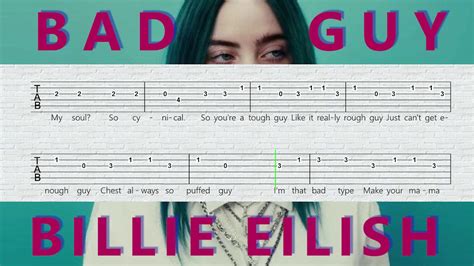 bad guy billie eilish guitar tutorial backing track lyrics youtube