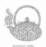 Teapot Zentangle Zen sketch template